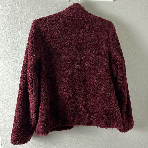 Pendleton Burgundy Sherpa Wool Blend Full Zip Jacket - Picture 9 of 12